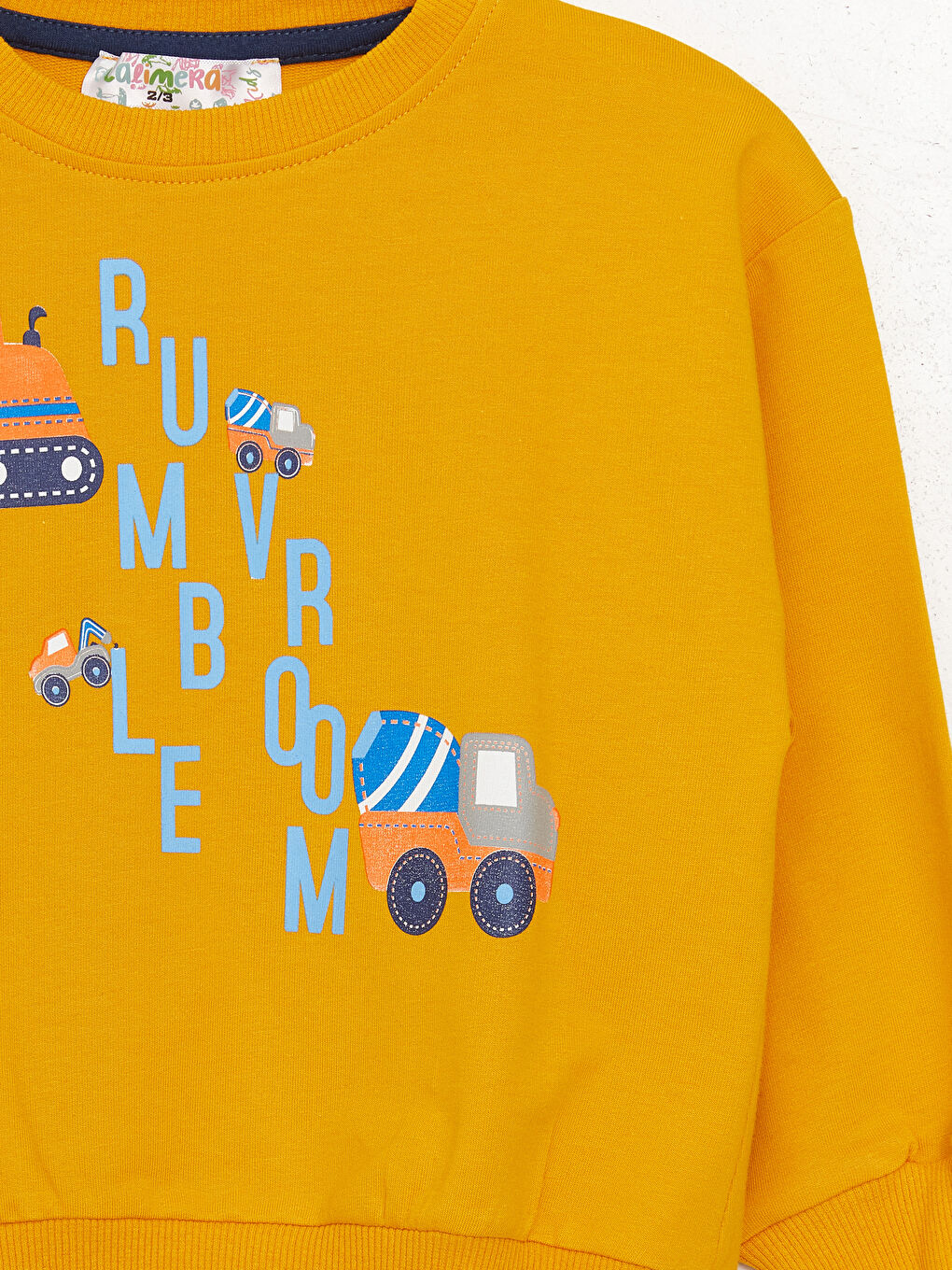 Sarı Bisiklet Yaka Uzun Kollu Baskılı Erkek Bebek Sweatshirt ve Eşofman Alt 2'li Takım-5