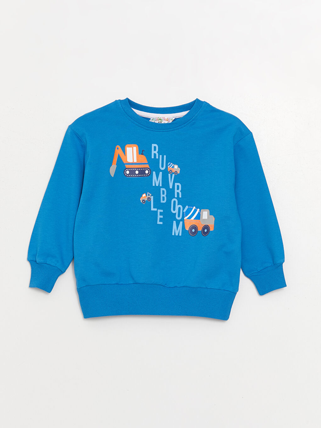 Mavi Bisiklet Yaka Uzun Kollu Baskılı Erkek Bebek Sweatshirt ve Eşofman Alt 2'li Takım-1