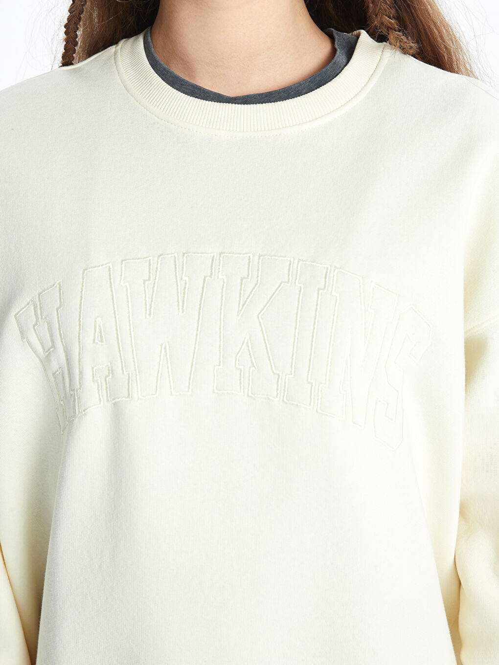 Crew Neck Embroidered Long Sleeve Oversize Women's Sweatshirt-3