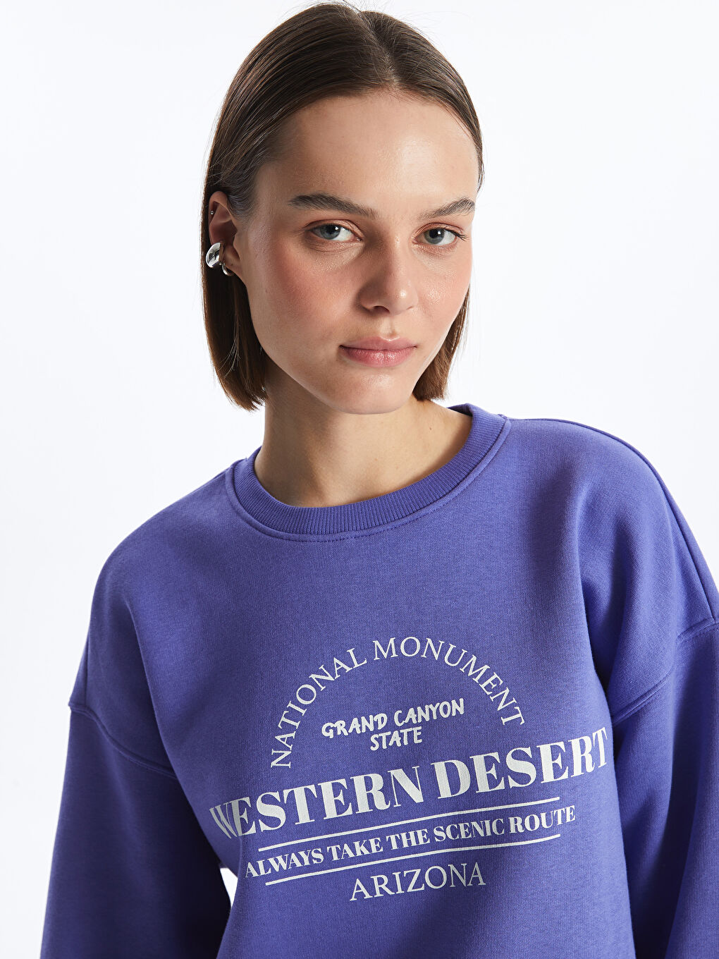 Crew Neck Printed Long Sleeve Oversize Women's Sweatshirt-1