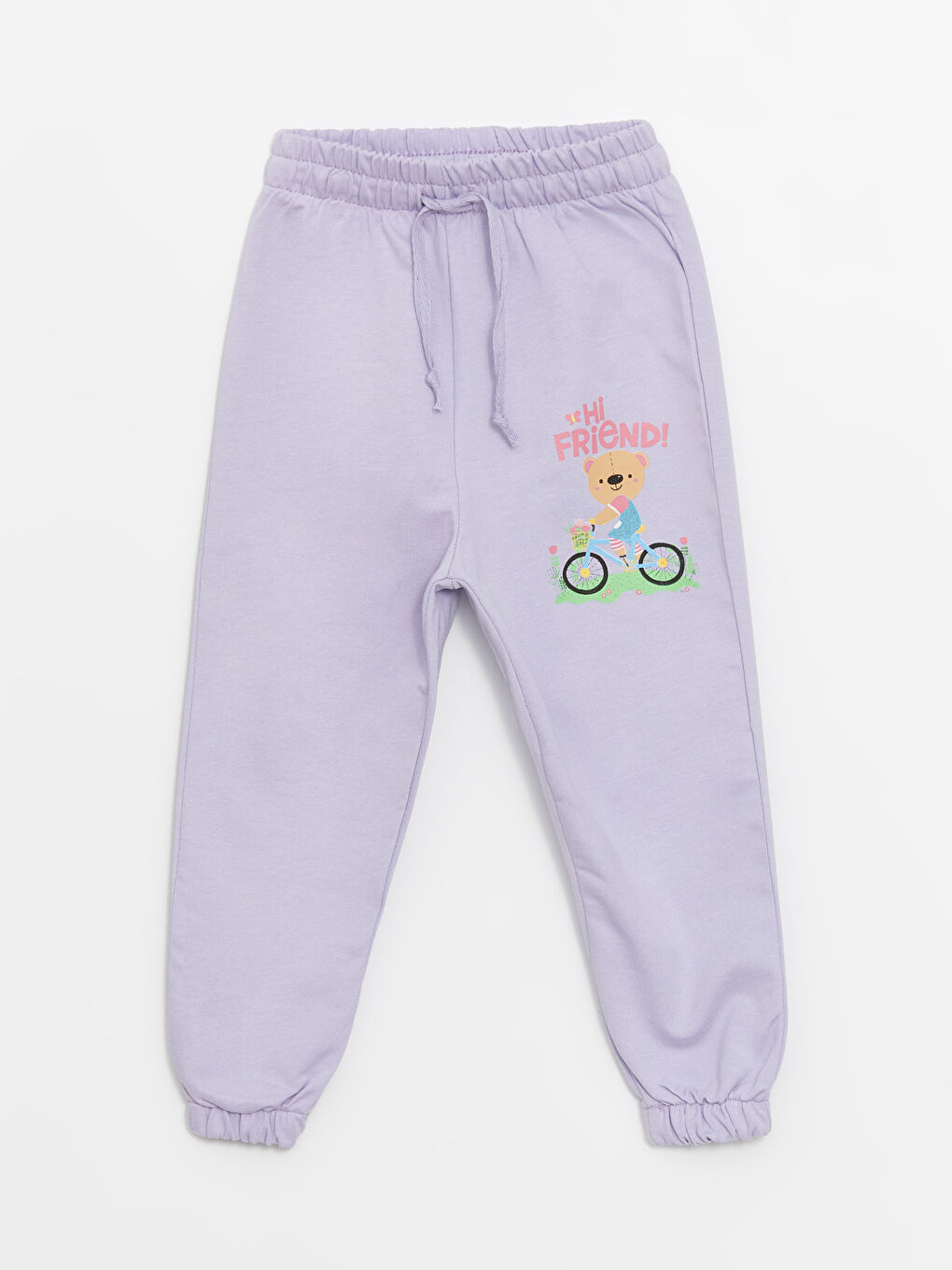 Lila Bisiklet Yaka Uzun Kollu Kız Bebek Sweatshirt ve Eşofman Alt 2'li Takım-6