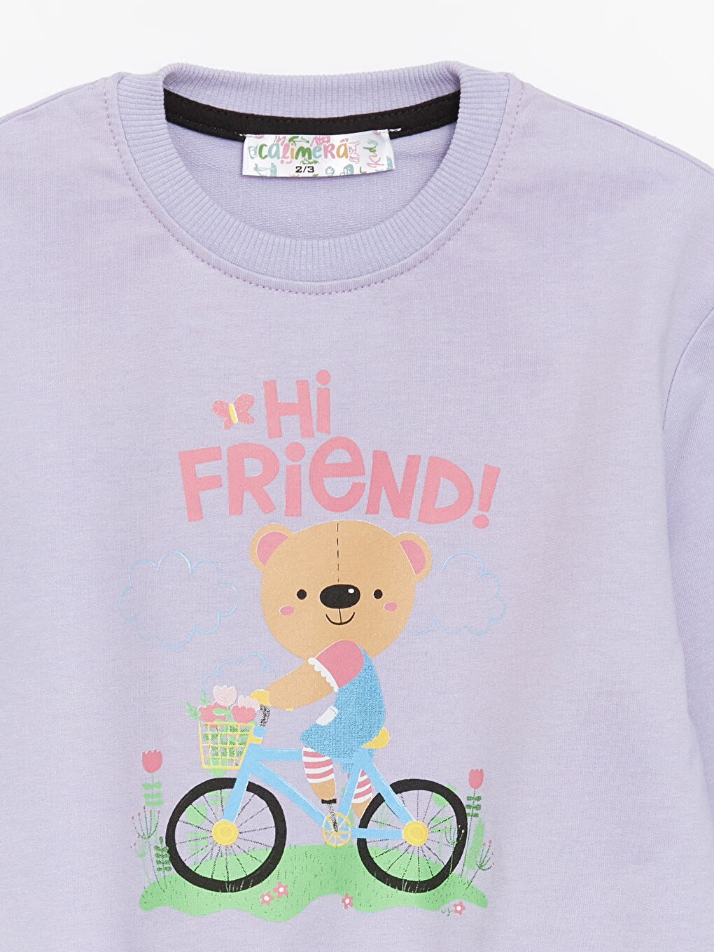 Lila Bisiklet Yaka Uzun Kollu Kız Bebek Sweatshirt ve Eşofman Alt 2'li Takım-9