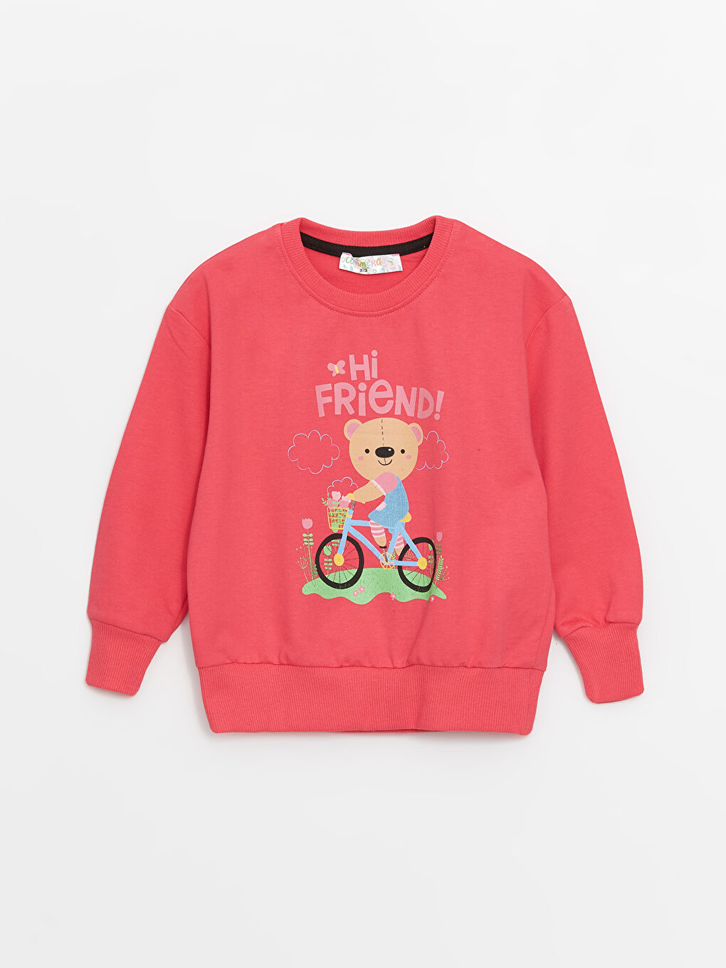 Calimera Kids Fuşya Bisiklet Yaka Uzun Kollu Kız Bebek Sweatshirt ve Eşofman Alt 2'li Takım - 1