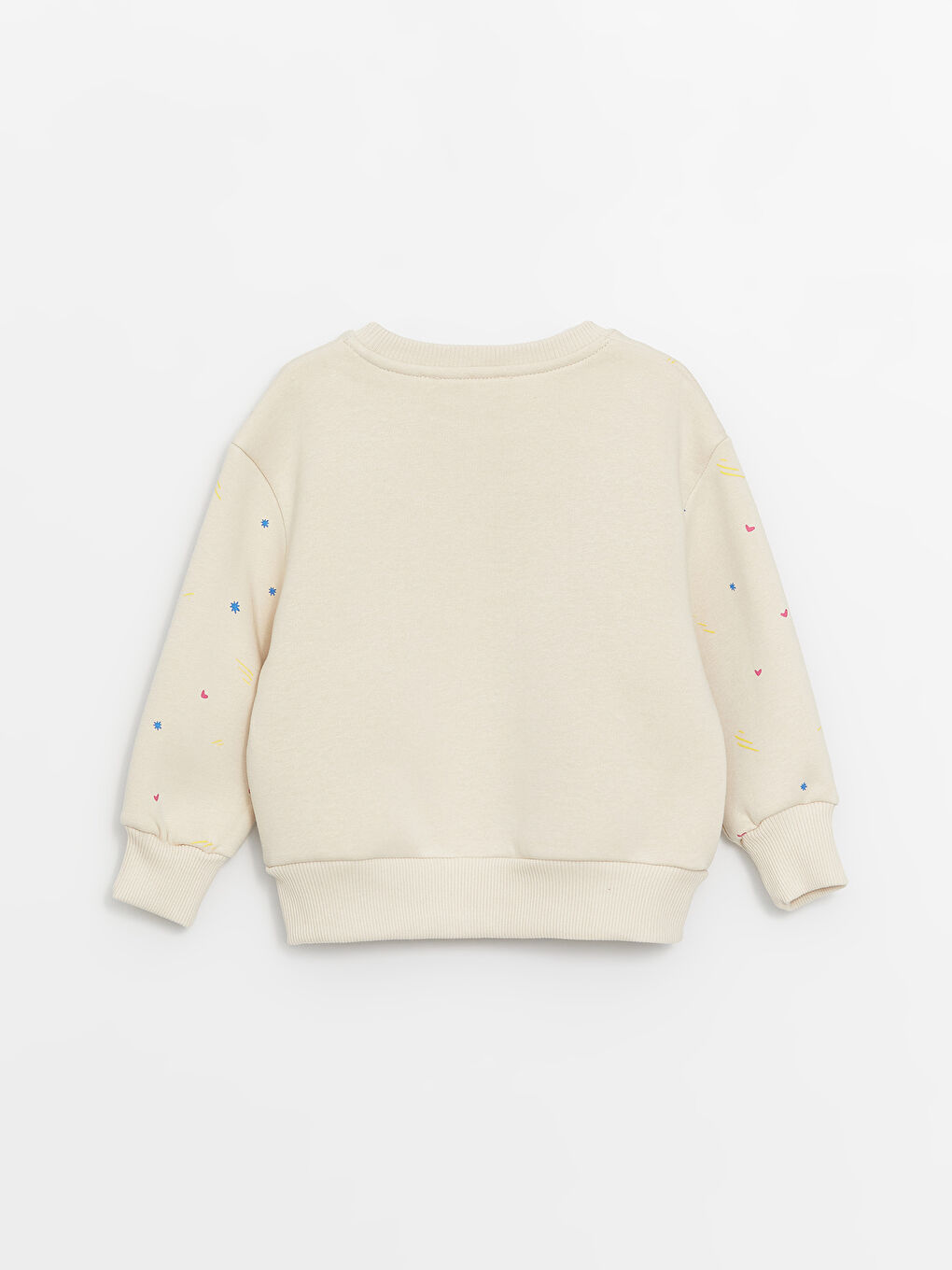 Bej Bisiklet Yaka Uzun Kollu Kız Bebek Sweatshirt ve Eşofman Alt 2'li Takım-3