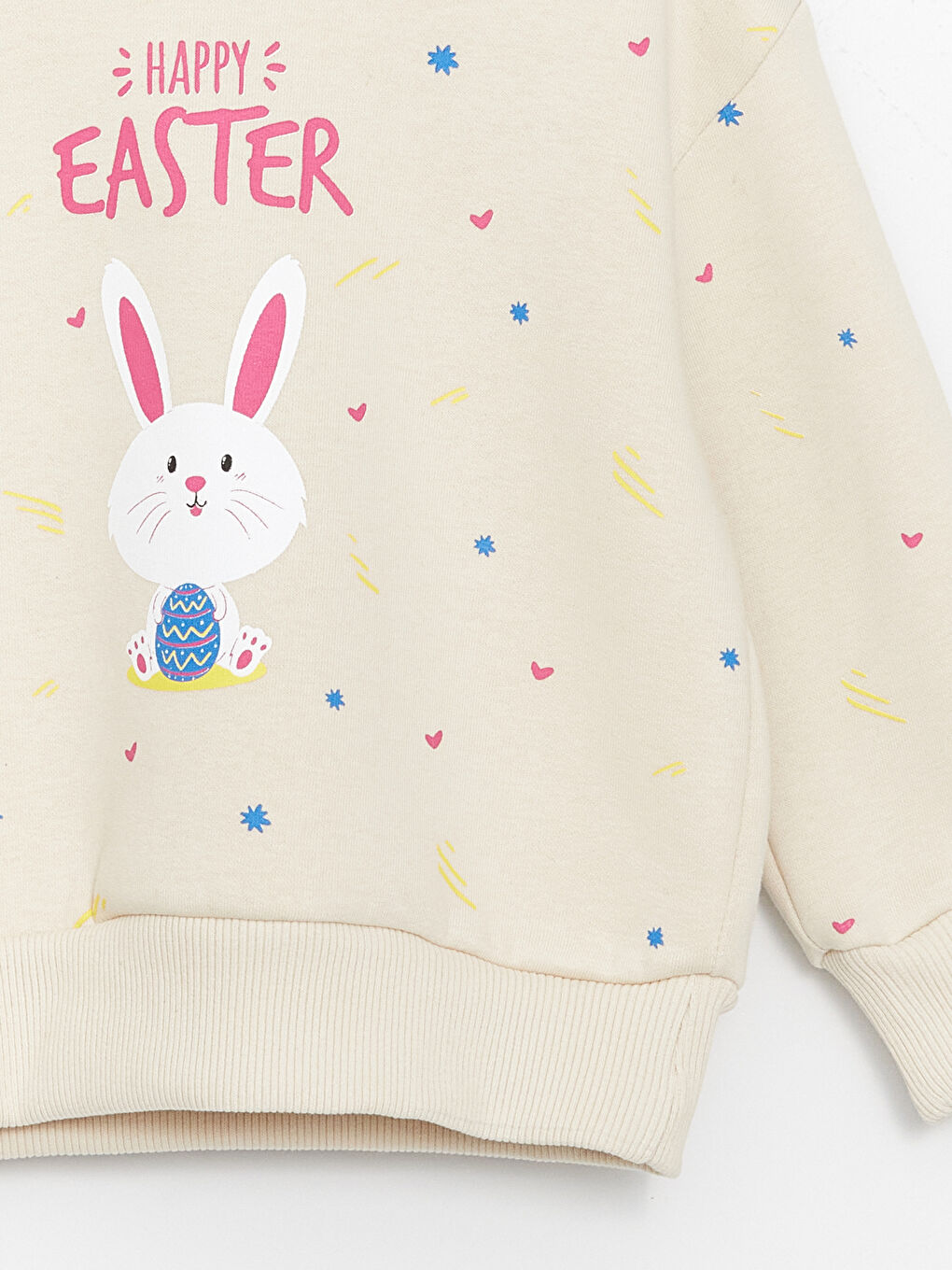 Bej Bisiklet Yaka Uzun Kollu Kız Bebek Sweatshirt ve Eşofman Alt 2'li Takım-5