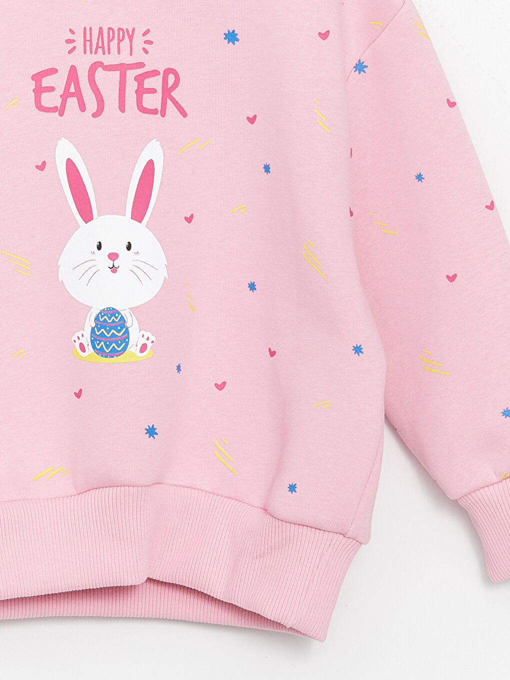 Pembe Bisiklet Yaka Uzun Kollu Kız Bebek Sweatshirt ve Eşofman Alt 2'li Takım-8