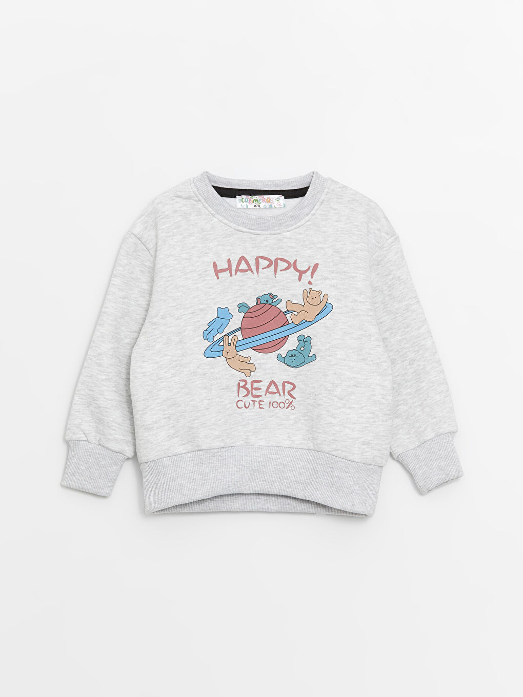 Calimera Kids Gri Bisiklet Yaka Uzun Kollu Kız Bebek Sweatshirt ve Eşofman Alt 2'li Takım - 4