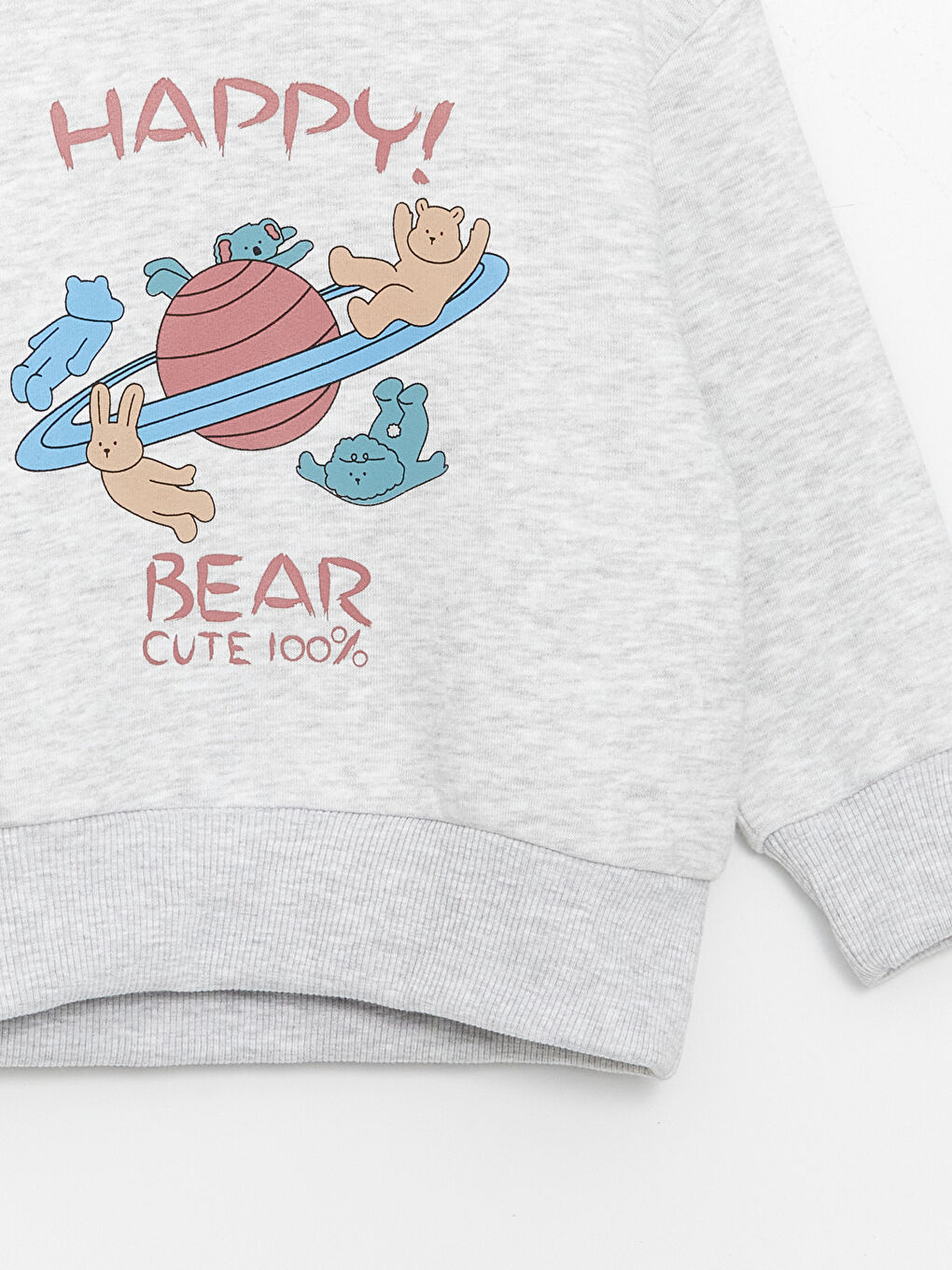 Calimera Kids Gri Bisiklet Yaka Uzun Kollu Kız Bebek Sweatshirt ve Eşofman Alt 2'li Takım - 8