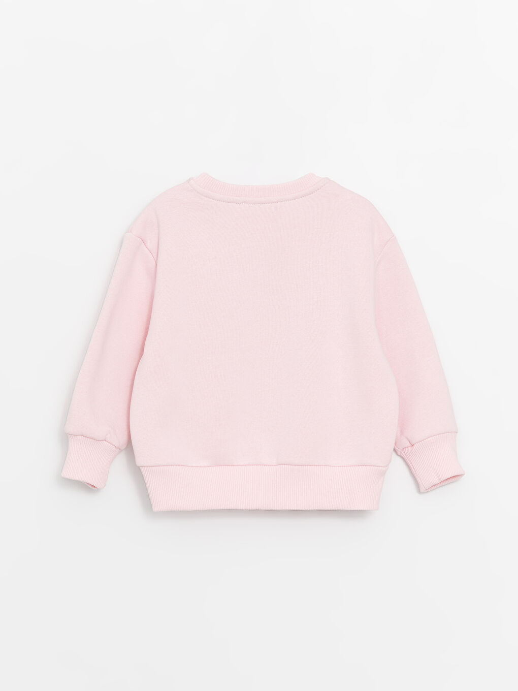 Pembe Bisiklet Yaka Uzun Kollu Kız Bebek Sweatshirt ve Eşofman Alt 2'li Takım-3