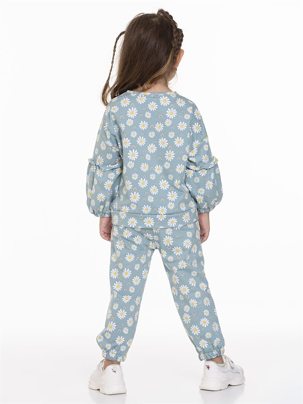 Yeşil Bisiklet Yaka Uzun Kollu Baskılı Kız Bebek 2'li Takım-3