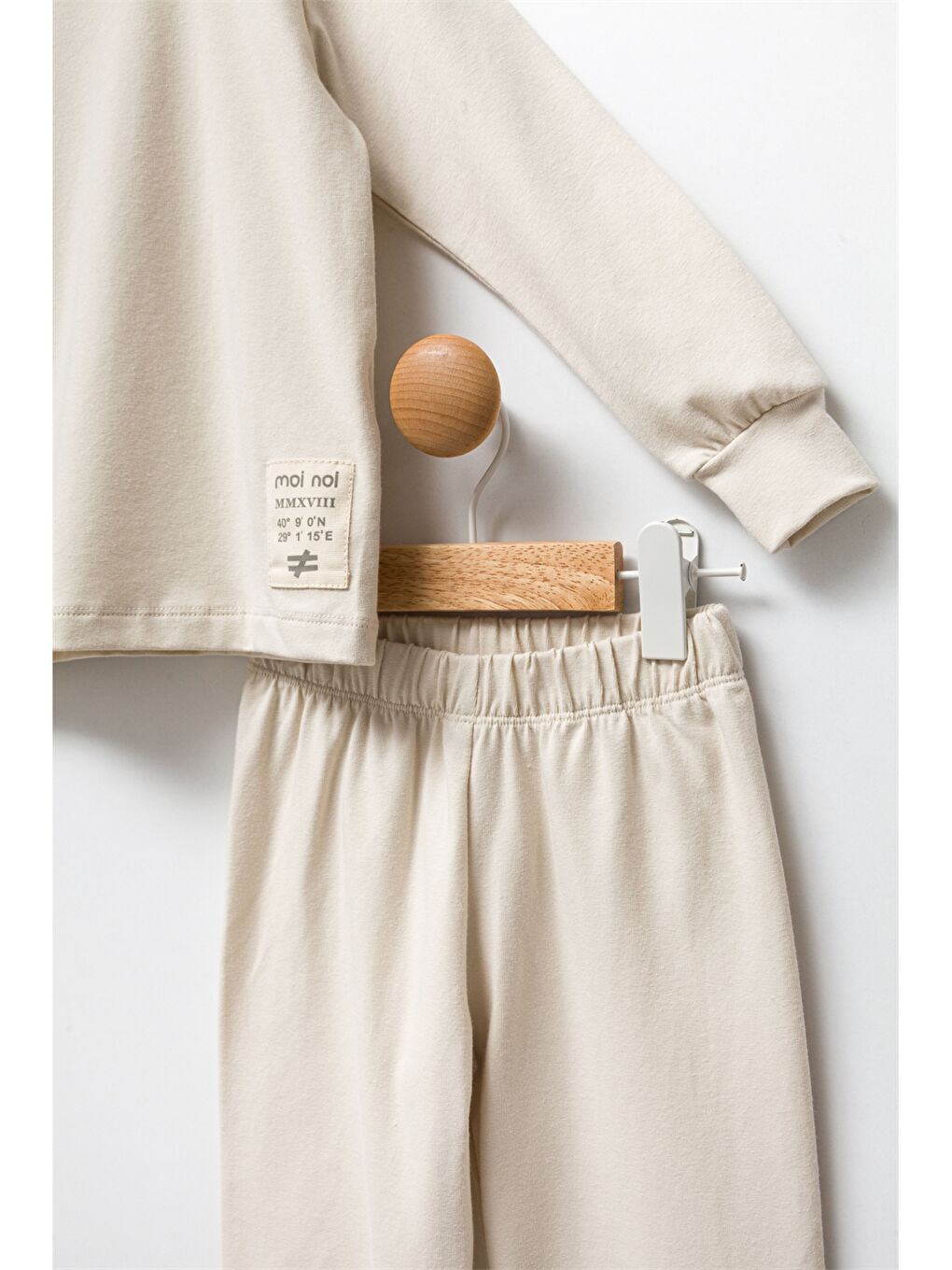 Bej Bisiklet Yaka Uzun Kollu Erkek Bebek 2'li Takım-5