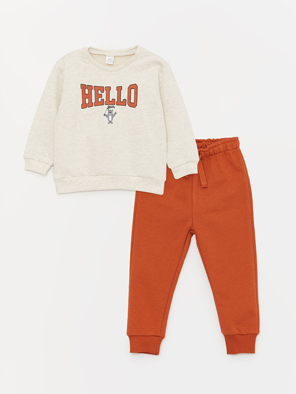 LCW baby Crew Neck Long Sleeve Printed Baby Boys' Sweatshirt and Sweatpants 2 Pack Set -W3IL37Z1-CX8
