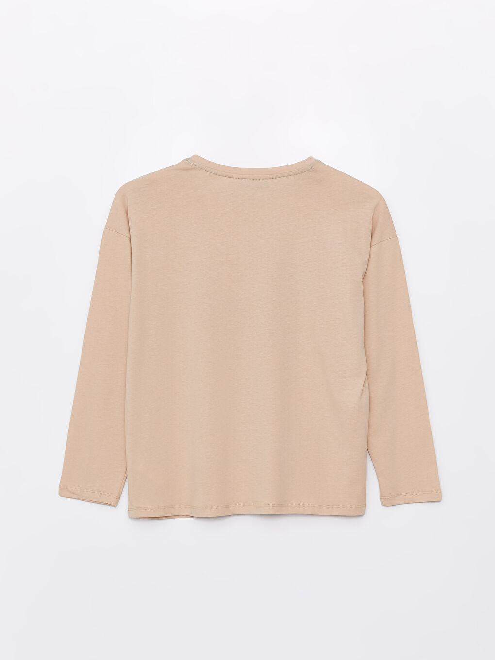 Bej Bisiklet Yaka Ayı Baskılı Kadın Pijama Üstü-1