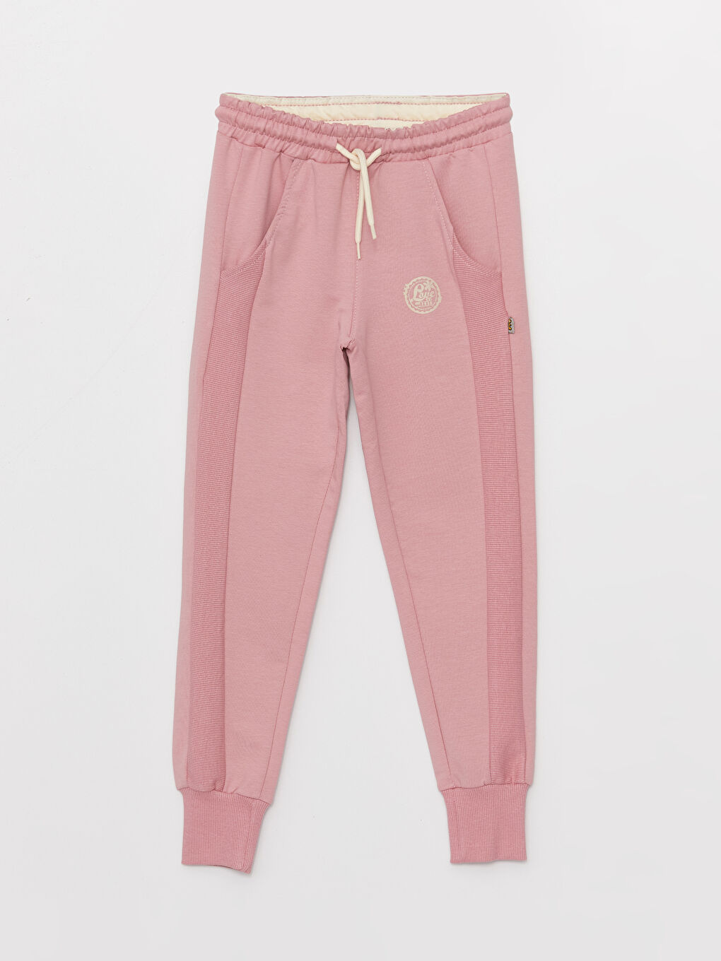 Pembe Beli Lastikli Baskılı Kız Çocuk Jogger Eşofman Altı