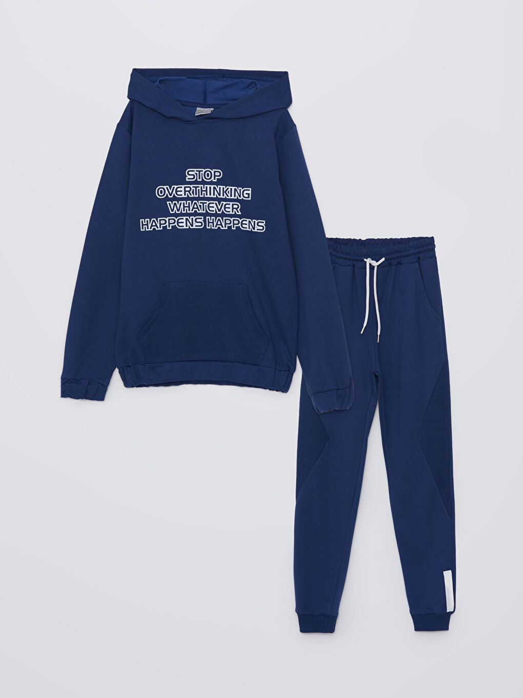 İndigo Kapüşonlu Erkek Çocuk Sweatshirt ve Eşofman Alt 2'li Takım