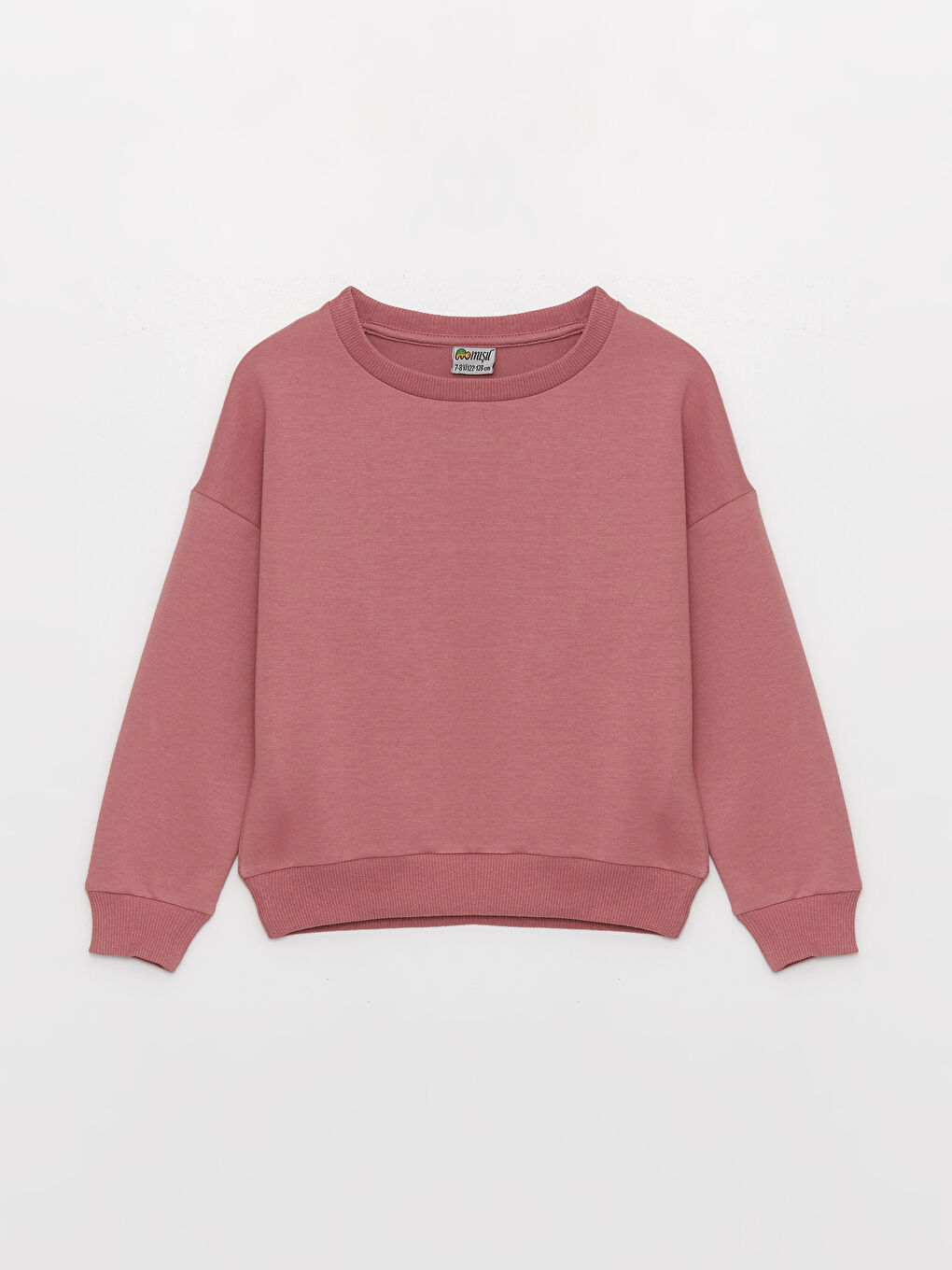 Pembe Bisiklet Yaka Basic Kız Çocuk Sweatshirt