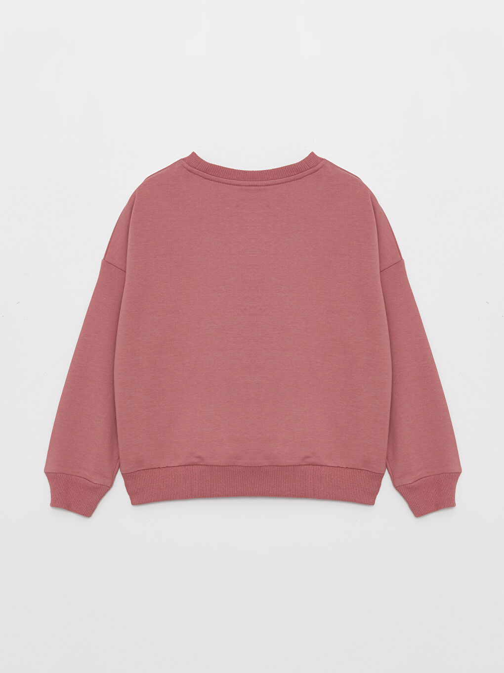 Pembe Bisiklet Yaka Basic Kız Çocuk Sweatshirt-1