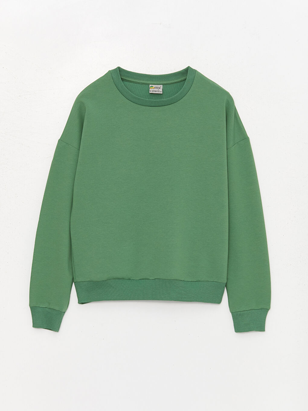 Yeşil Bisiklet Yaka Basic Kız Çocuk Sweatshirt