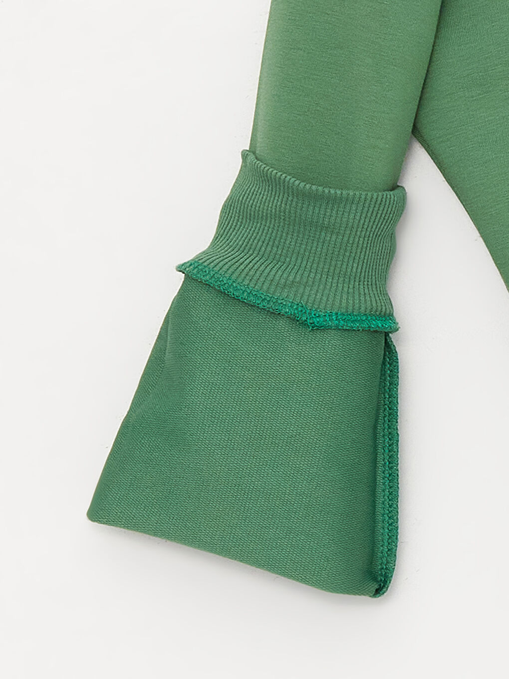 Yeşil Bisiklet Yaka Basic Kız Çocuk Sweatshirt-2