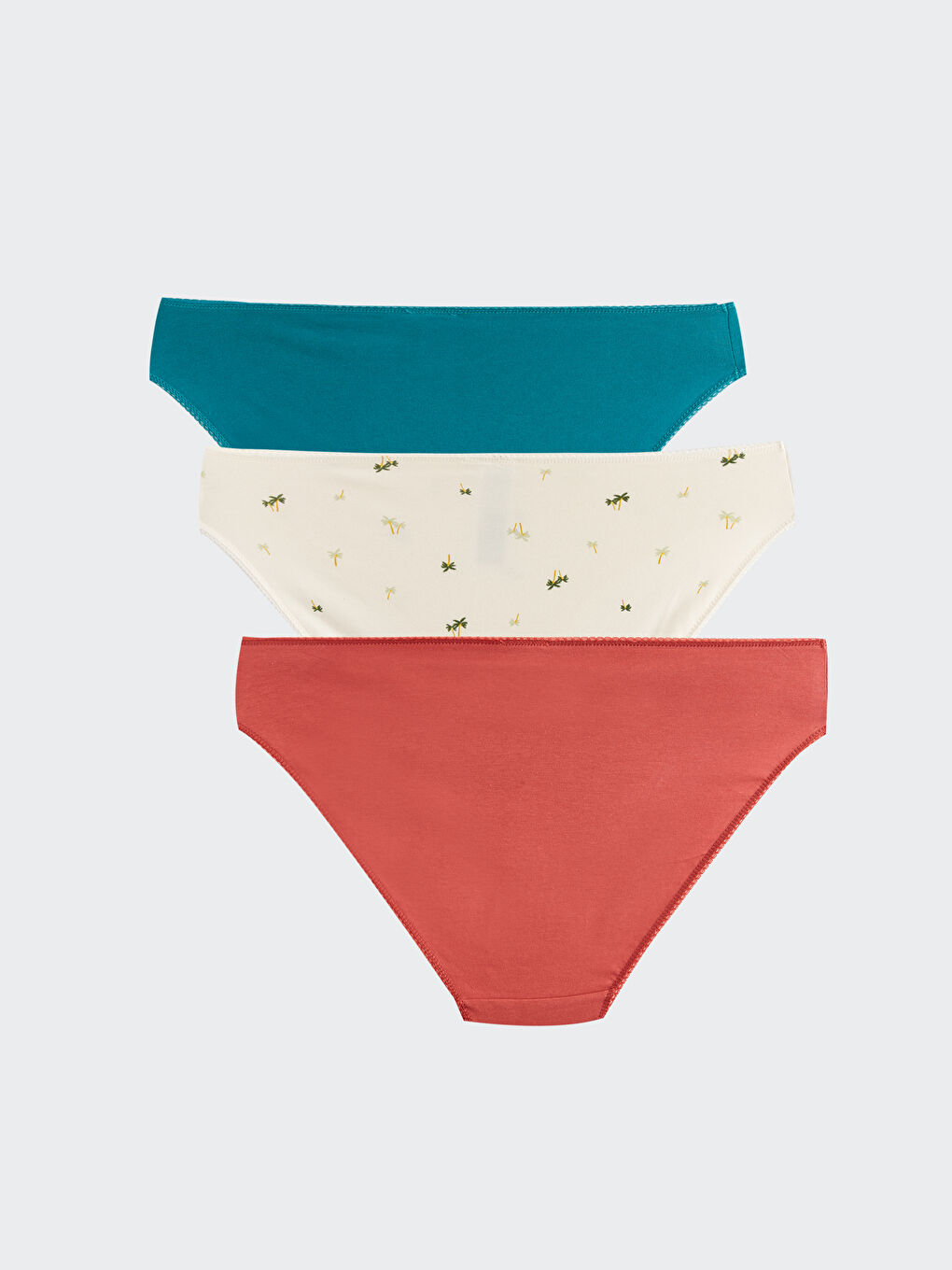 Ekru Desenli Bikini Külot 3'lü Paket-1