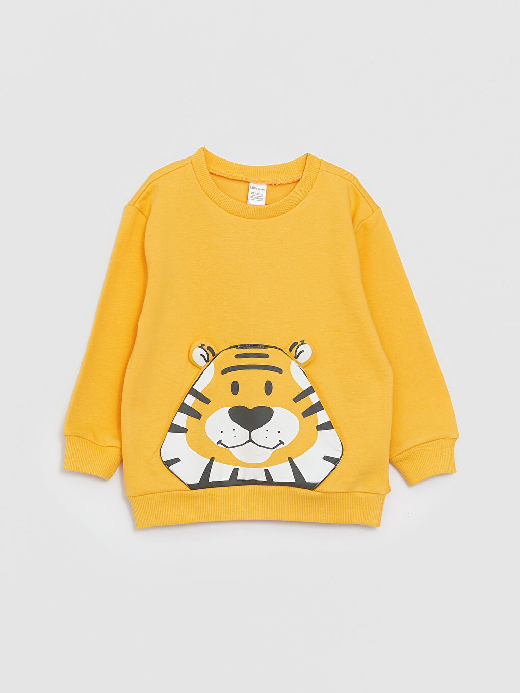 Sarı Bisiklet Yaka Uzun Kollu Baskılı Erkek Bebek Sweatshirt ve Eşofman Alt 2'li Takım-1