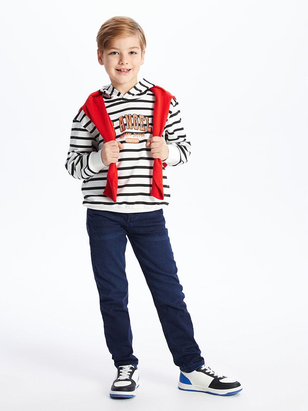 İndigo Beli Ayarlanabilir Lastikli Erkek Çocuk Jean Pantolon-1