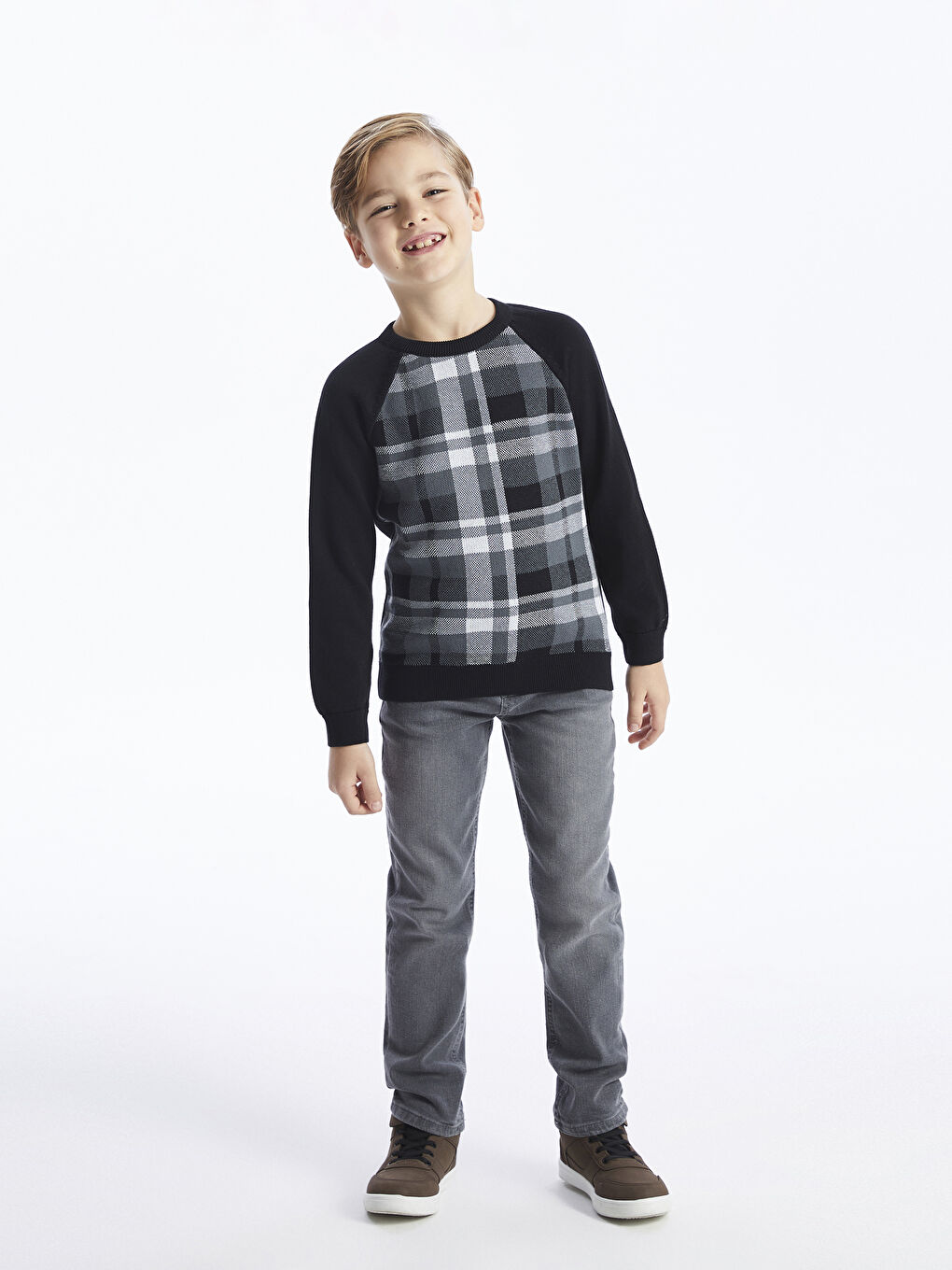 Gri Beli Ayarlanabilir Lastikli Erkek Çocuk Jean Pantolon