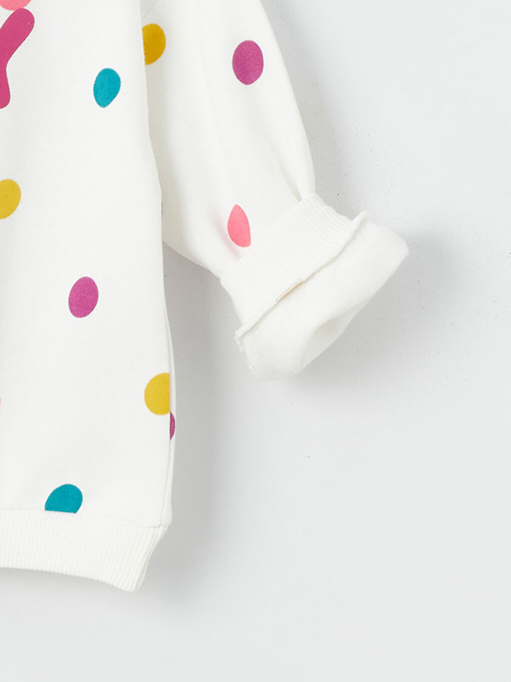 Ekru Bisiklet Yaka Uzun Kollu Baskılı Kız Bebek Sweatshirt ve Eşofman Alt 2'li Takım-4