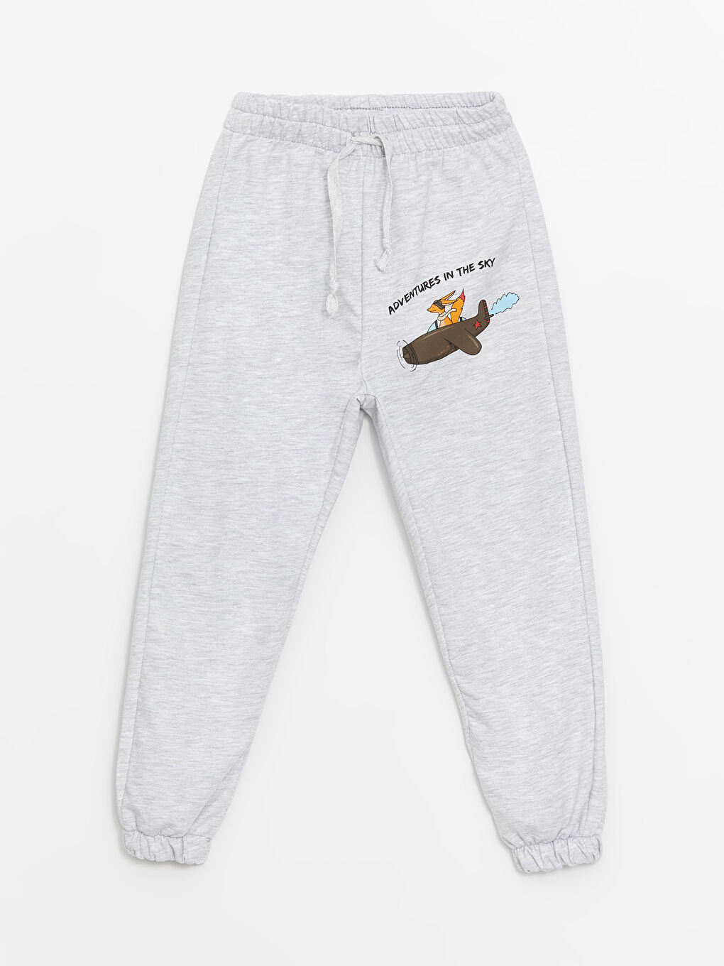 Gri Bisiklet Yaka Baskılı Erkek Bebek Sweatshirt ve Eşofman Alt 2'li Takım-2