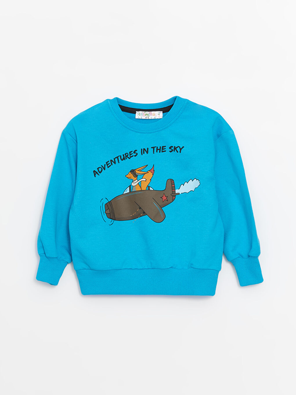 Calimera Kids Turkuaz Bisiklet Yaka Baskılı Erkek Bebek Sweatshirt ve Eşofman Alt 2'li Takım - 4