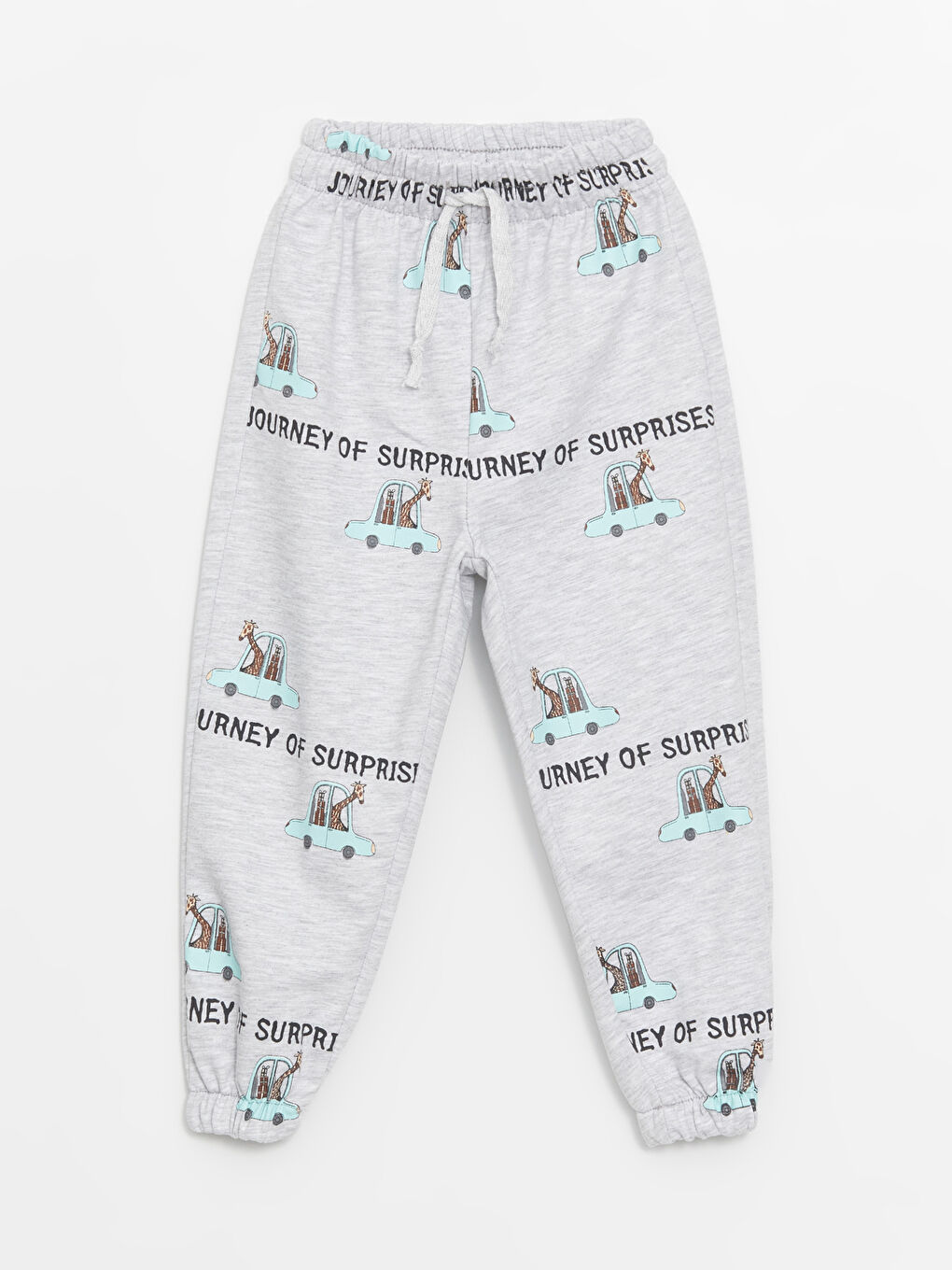 Gri Bisiklet Yaka Baskılı Erkek Bebek Sweatshirt ve Eşofman Alt 2'li Takım-2