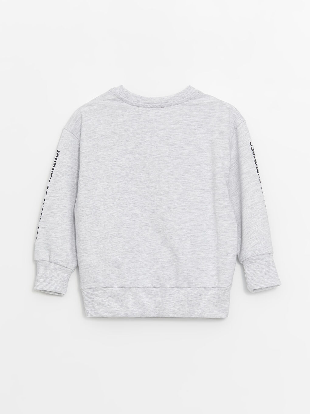 Gri Bisiklet Yaka Baskılı Erkek Bebek Sweatshirt ve Eşofman Alt 2'li Takım-3