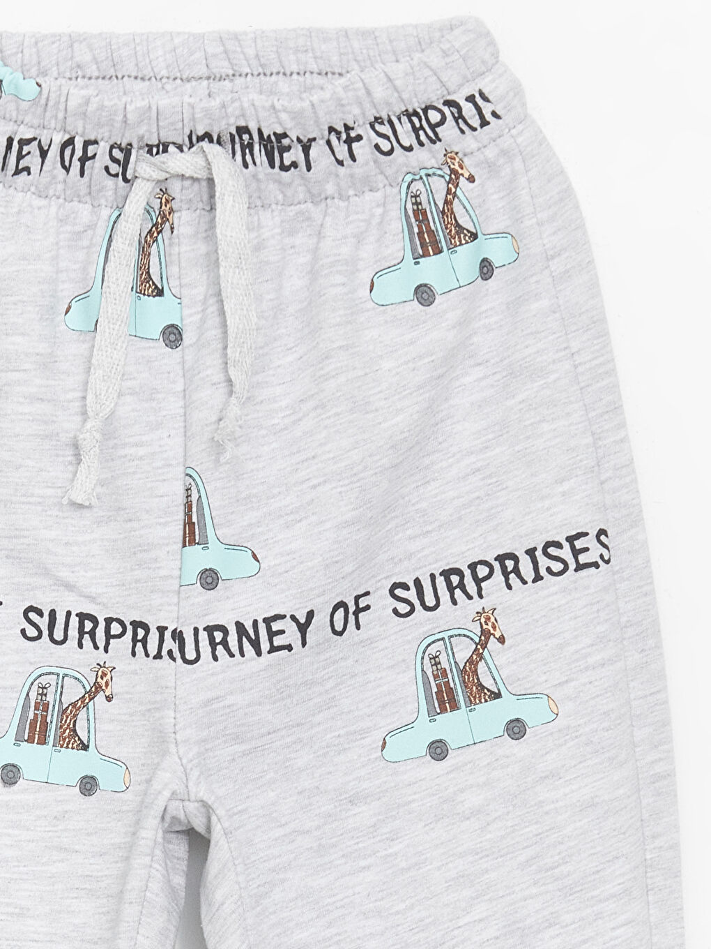 Gri Bisiklet Yaka Baskılı Erkek Bebek Sweatshirt ve Eşofman Alt 2'li Takım-5