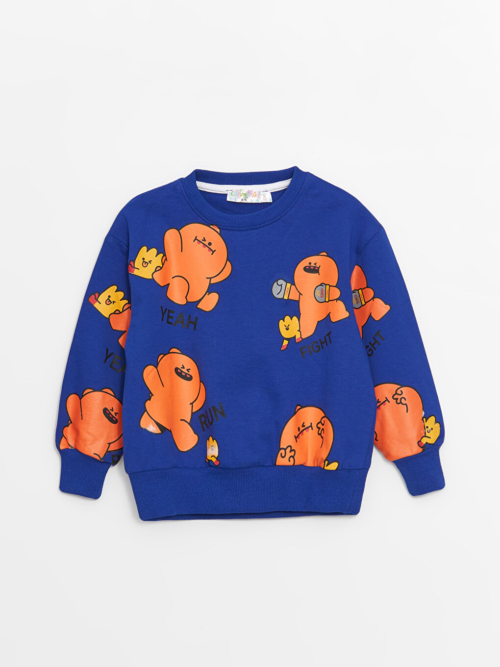 Mavi Bisiklet Yaka Baskılı Erkek Bebek Sweatshirt ve Eşofman Alt 2'li Takım-1