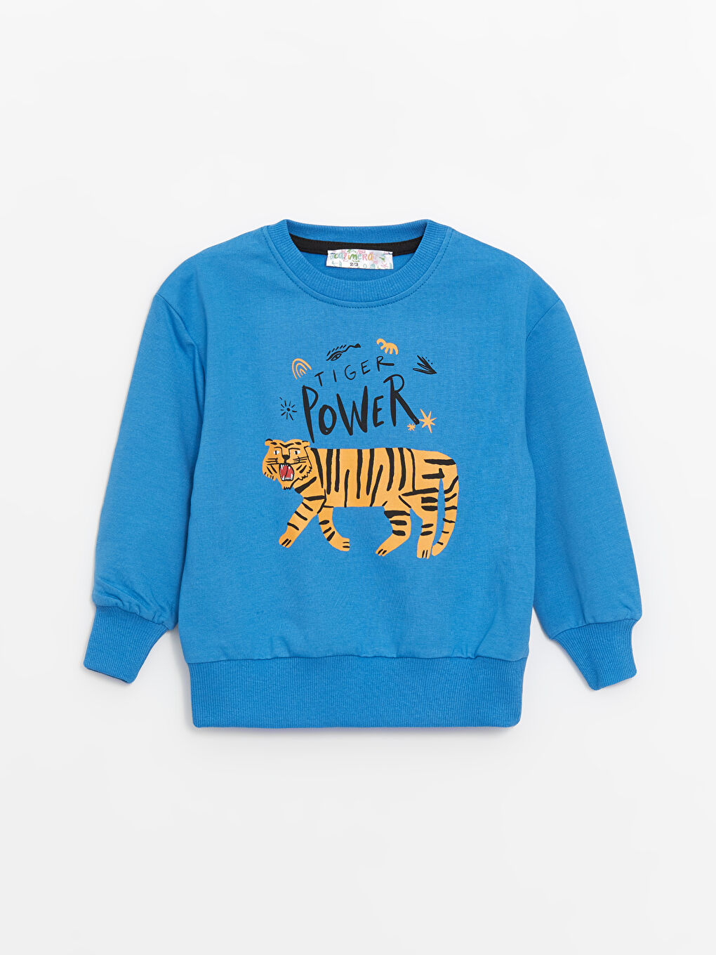 Calimera Kids Mavi Bisiklet Yaka Baskılı Erkek Bebek Sweatshirt ve Eşofman Alt 2'li Takım - 1