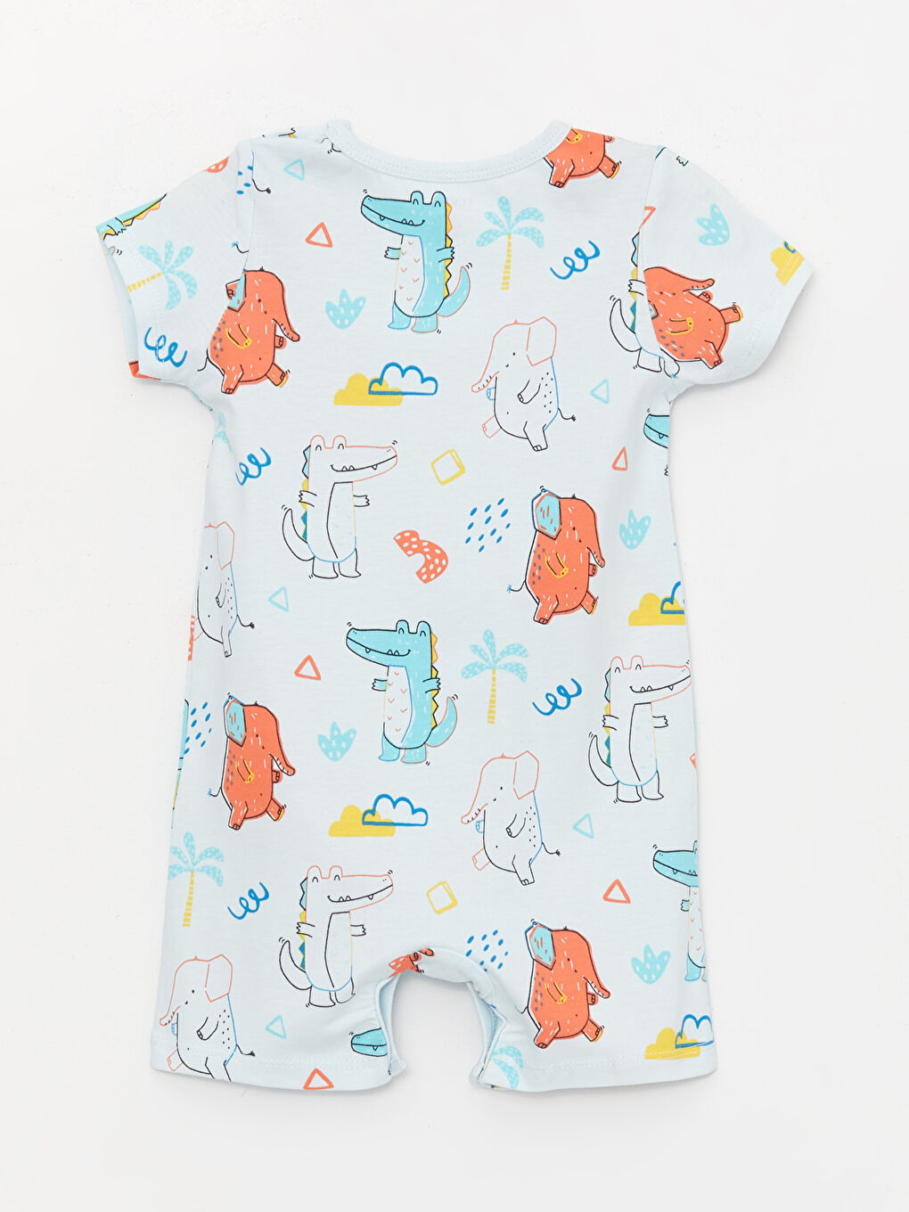 Mavi Bisiklet Yaka Kısa Kollu Desenli Erkek Bebek Tulum-1