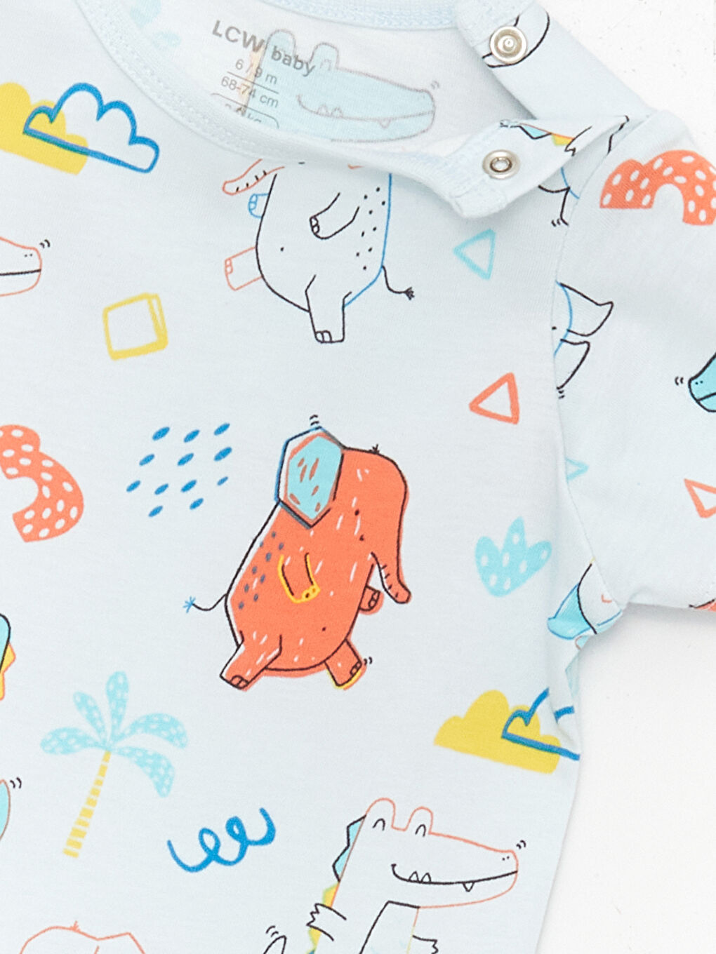 Mavi Bisiklet Yaka Kısa Kollu Desenli Erkek Bebek Tulum-2