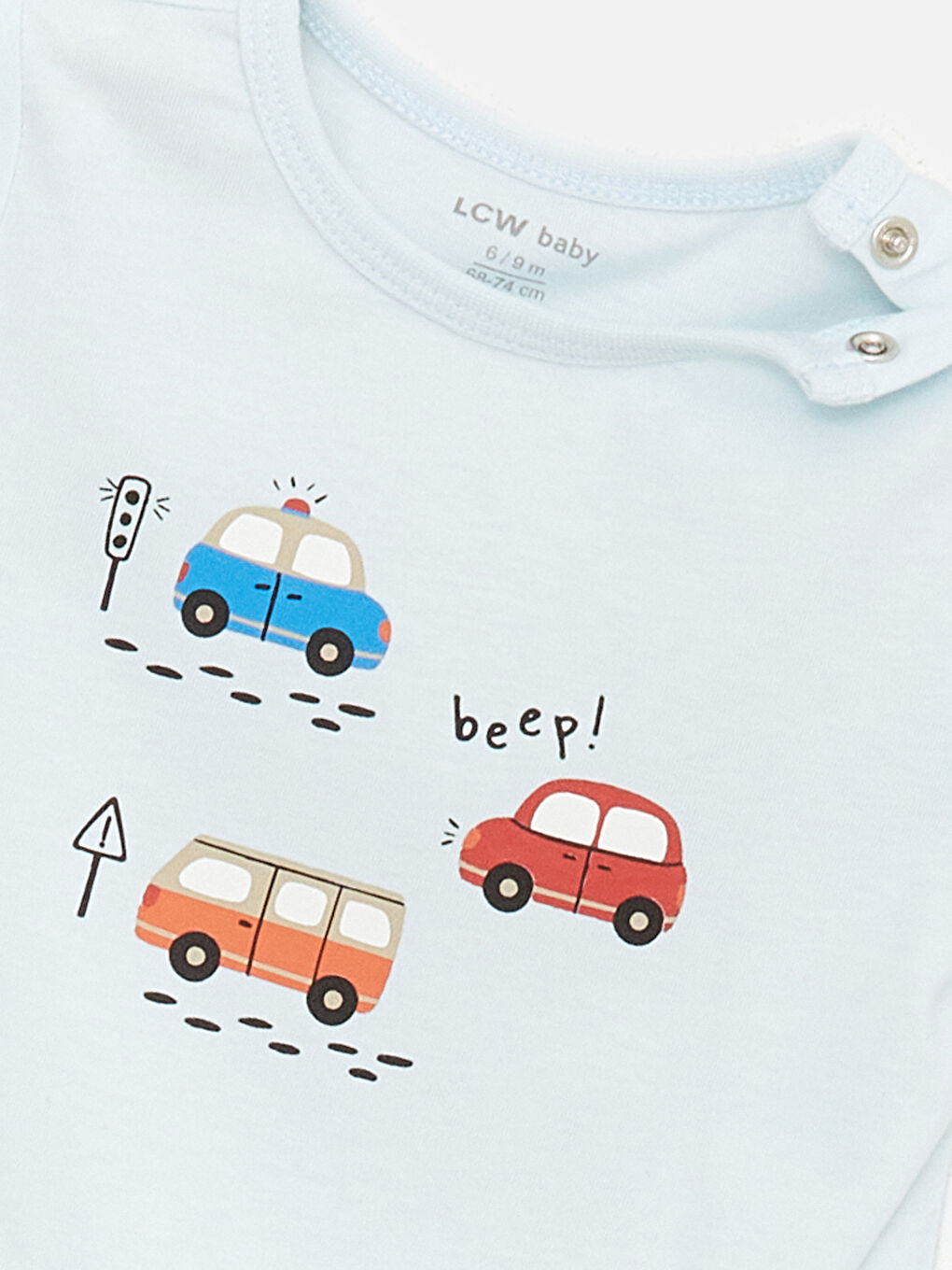 Mavi Bisiklet Yaka Kısa Kollu Baskılı Erkek Bebek Tulum-2