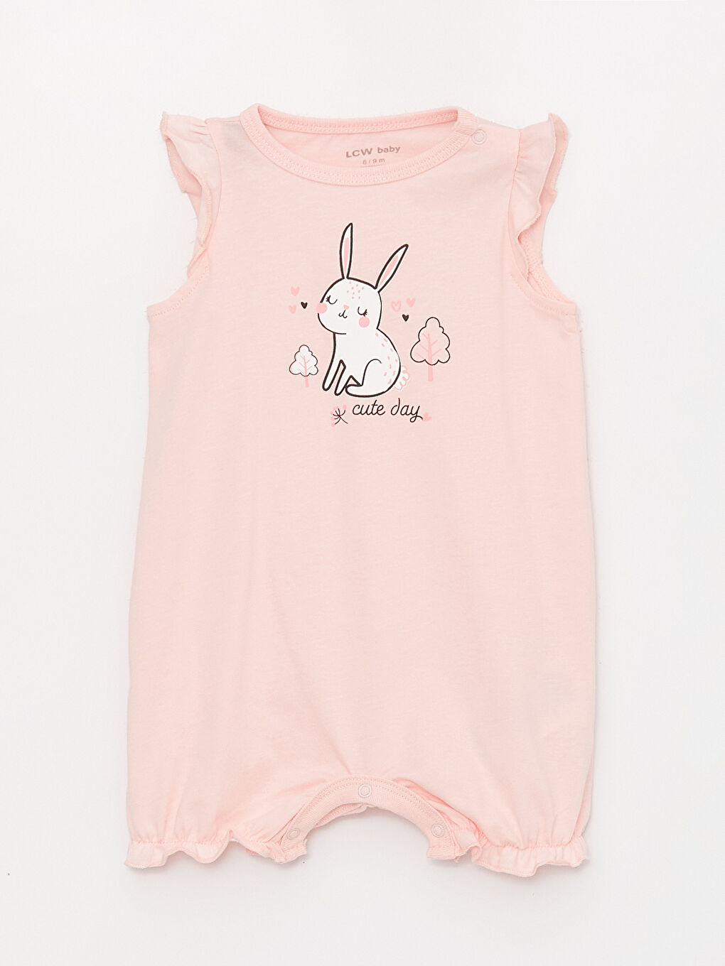 Pembe Bisiklet Yaka Baskılı Kız Bebek Tulum