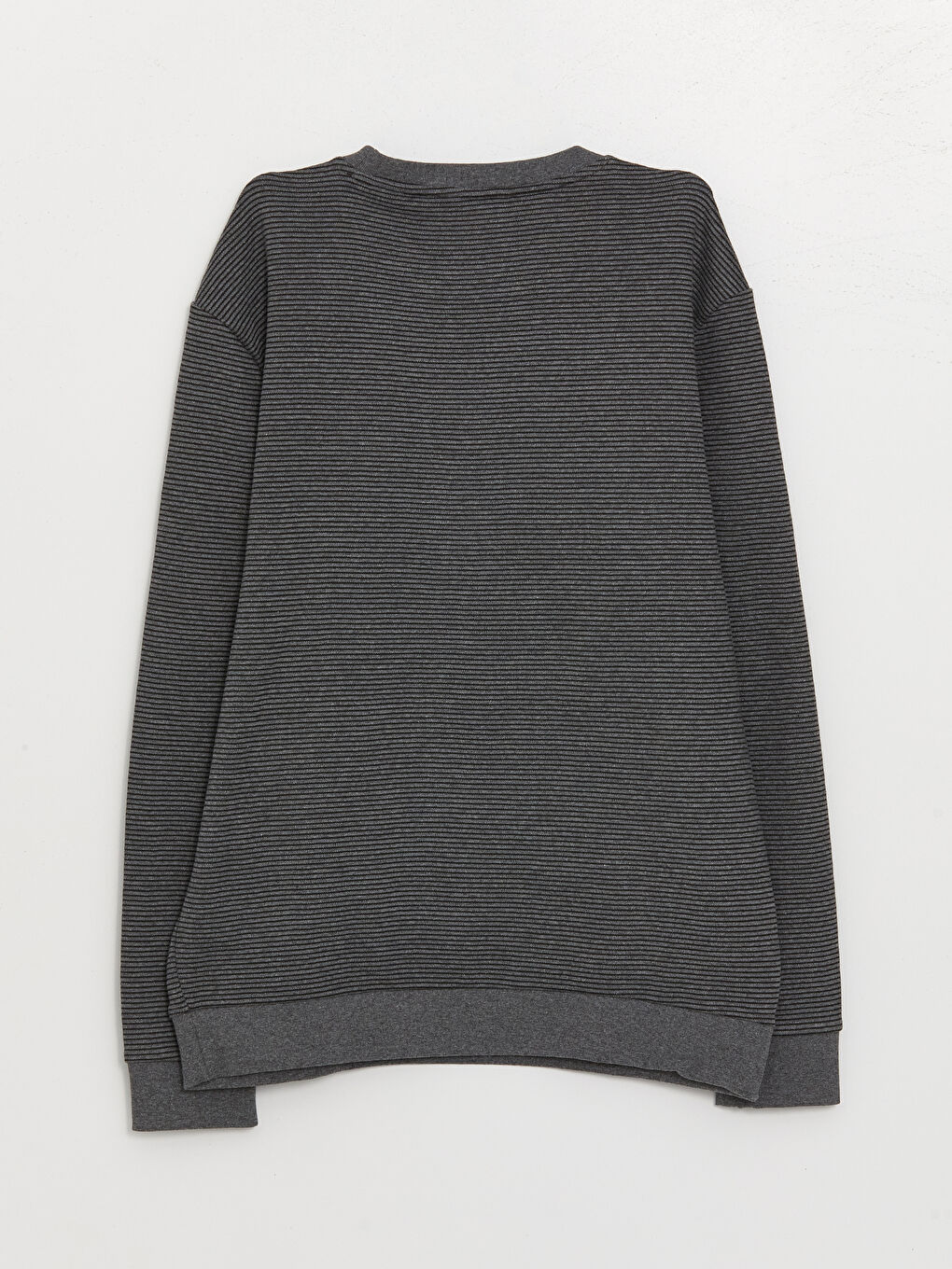Antrasit Bisiklet Yaka Uzun Kollu Çizgili Erkek Sweatshirt-6