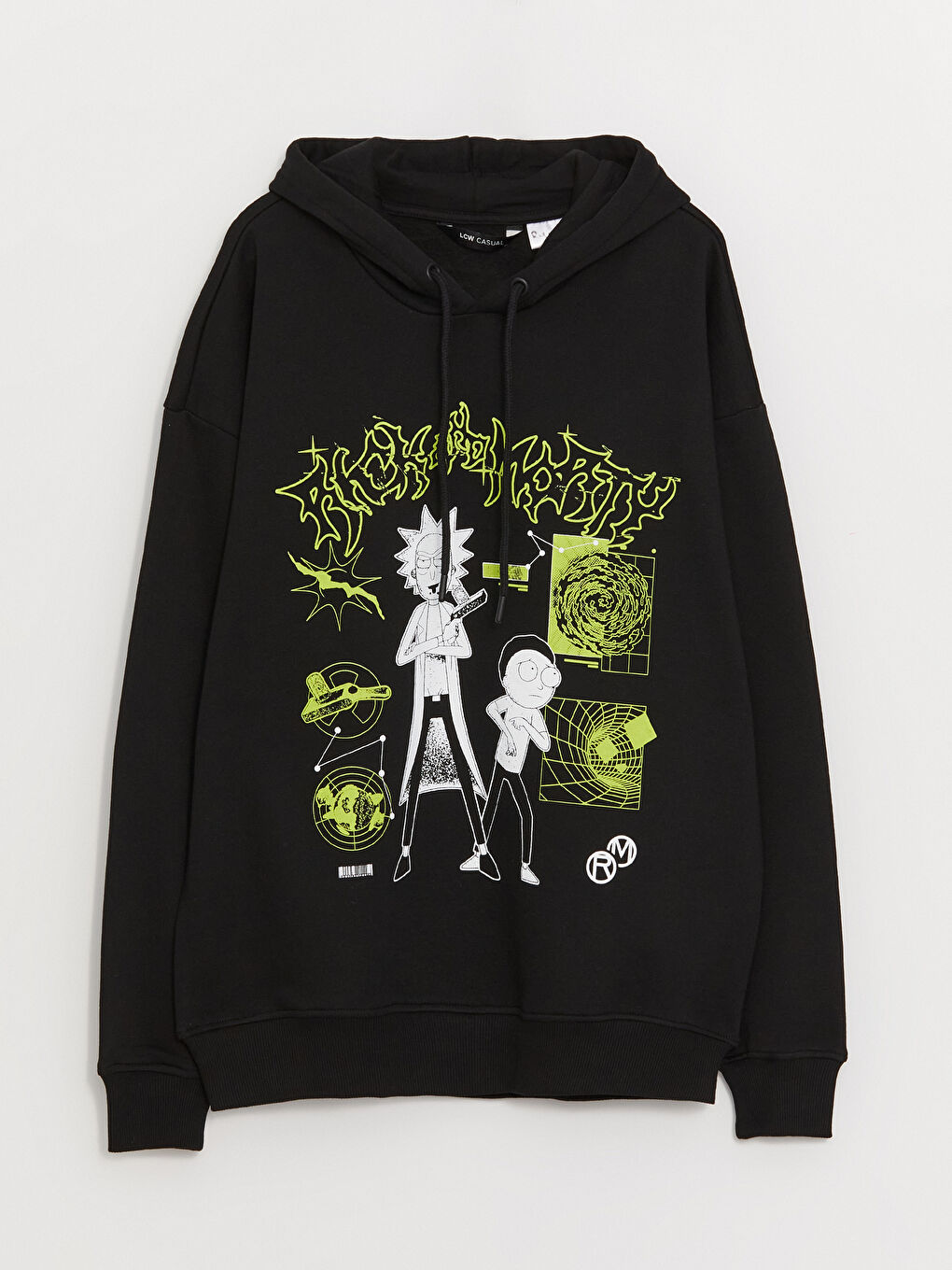 LCW Casual Yeni Siyah Uzun Kollu Rick and Morty Baskılı Erkek Hoodie - 5