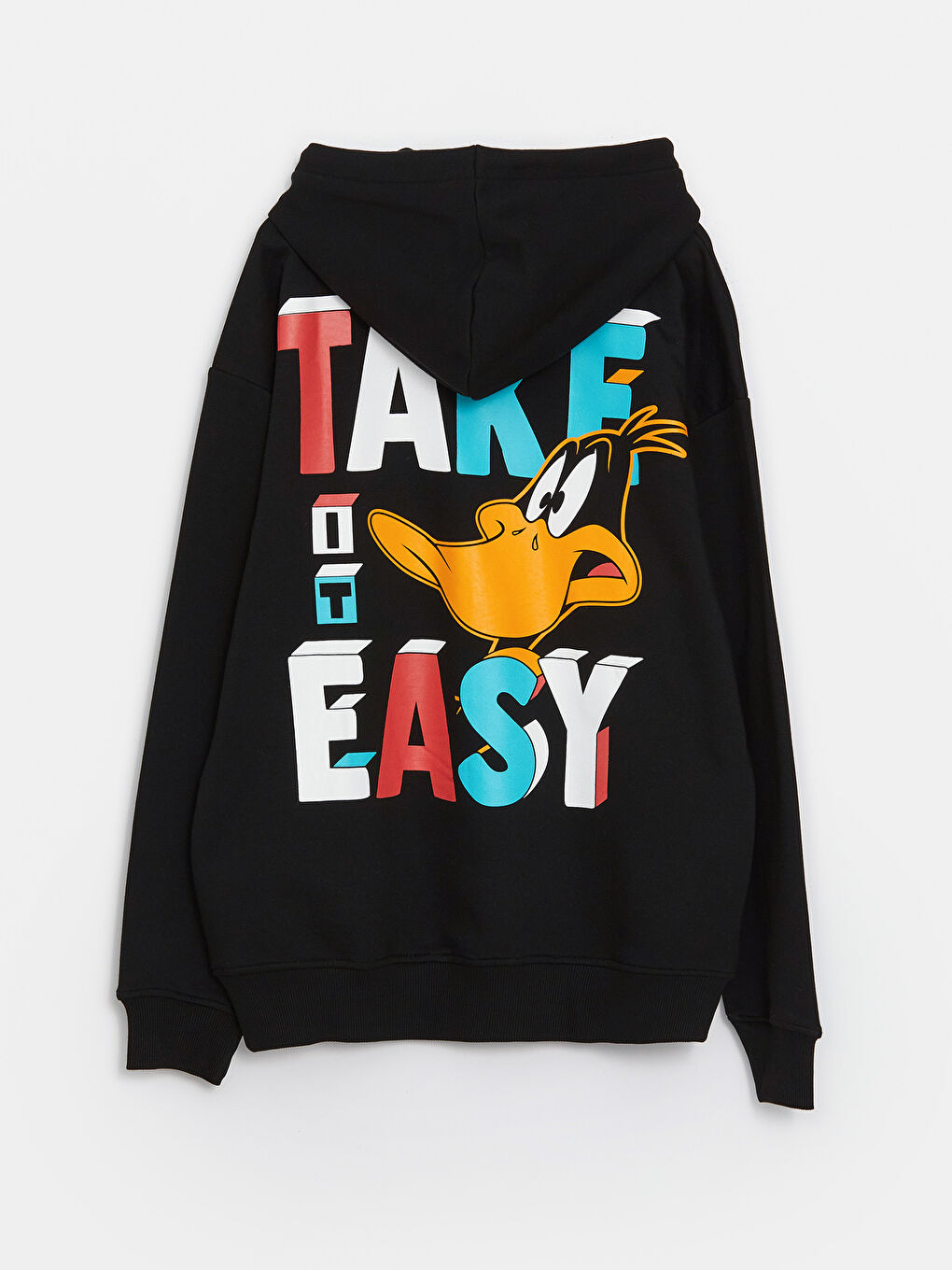 LCW Casual Yeni Siyah Uzun Kollu Daffy Duck Baskılı Erkek Hoodie - 7