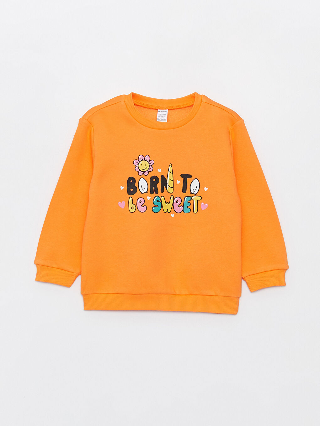 LCW baby Pembe Bisiklet Yaka Uzun Kollu Baskılı Kız Bebek Sweatshirt 2'li - 1