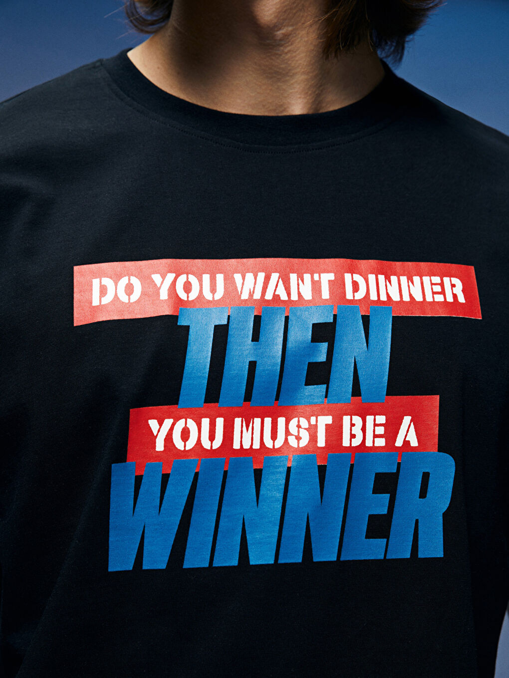 Siyah Oversize Bisiklet Yaka Kısa Kollu Baskılı Penye Erkek Tişört-5