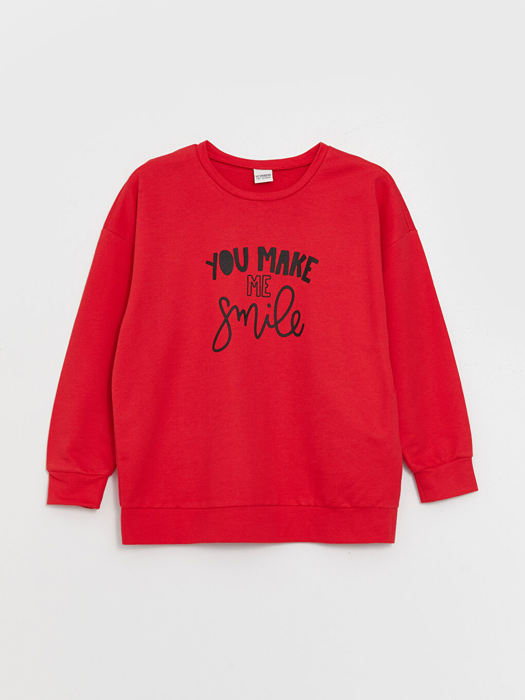 Kırmızı Bisiklet Yaka Baskılı Uzun Kollu Kız Çocuk Sweatshirt-3