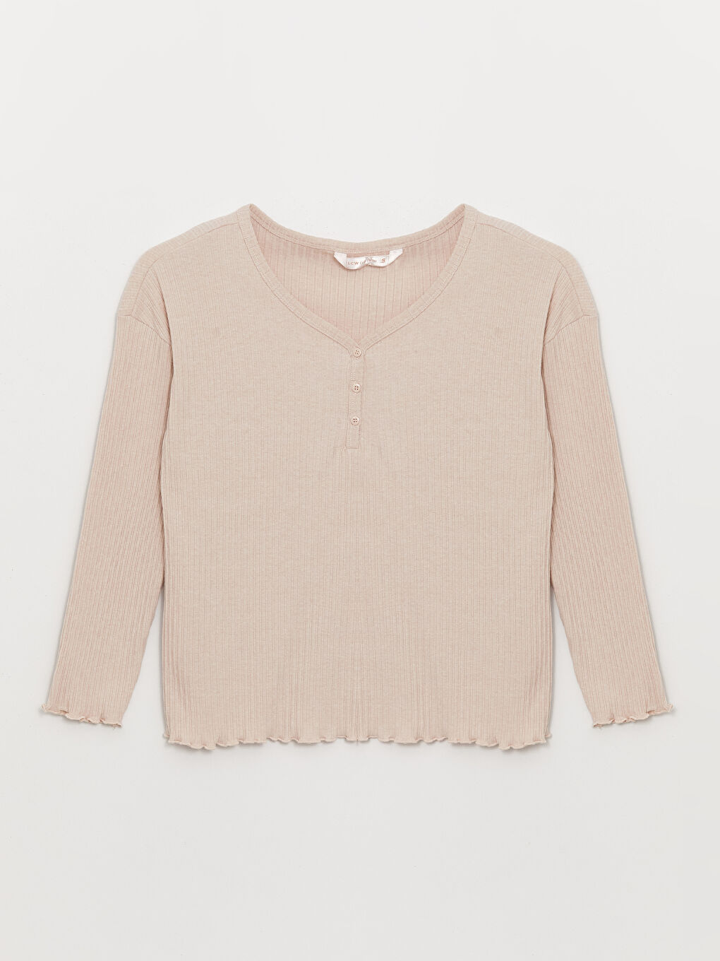 Bej V Yaka Kadın Pijama Üstü