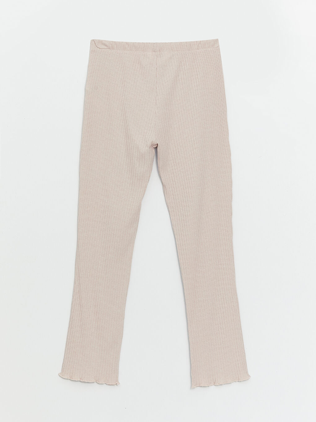 Bej V Yaka Düz Uzun Kollu Kadın Pijama Takımı-9