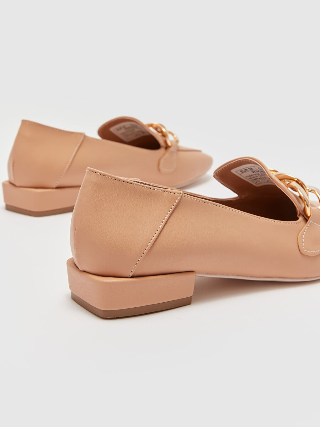 Kahverengi Deri Görünümlü Zincir Detaylı Kadın Loafer Ayakkabı-4