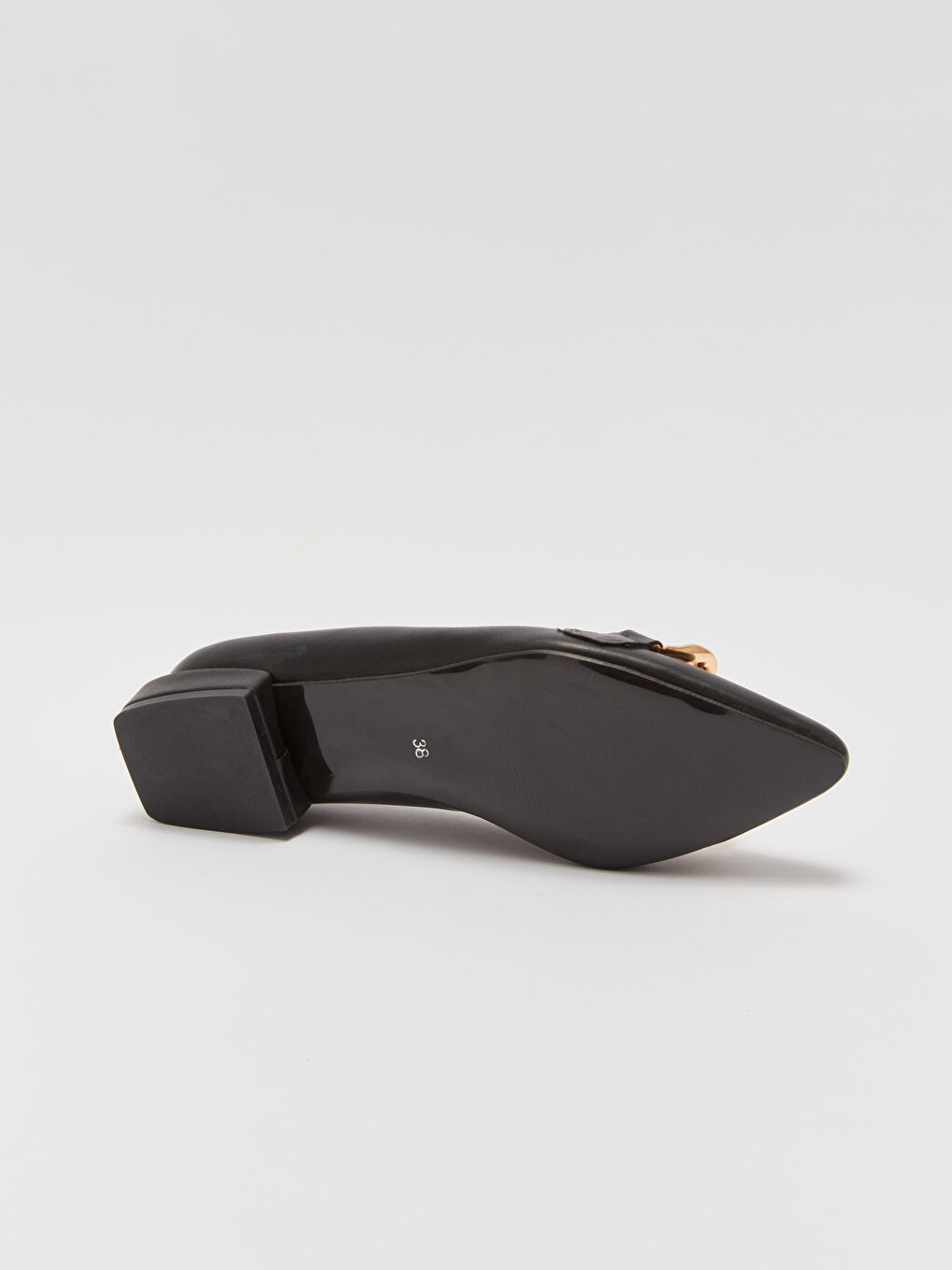 Siyah Deri Görünümlü Kadın Babet Ayakkabı-3