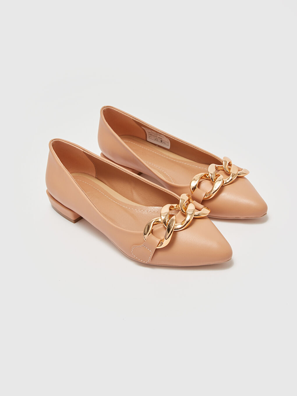 Bej Deri Görünümlü Kadın Babet Ayakkabı